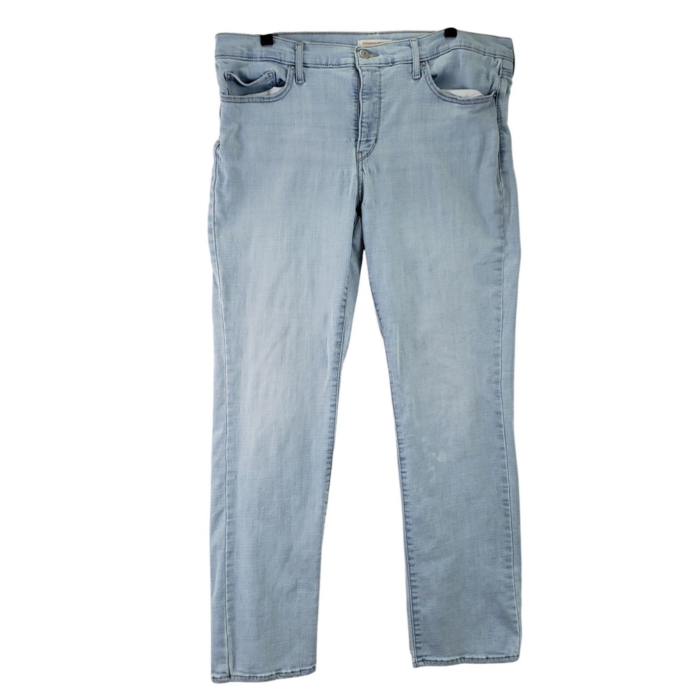 Levis 314 Shaping Straight Jeans Womens 34 (Fits 37x30.5) Blue Stretch Denim